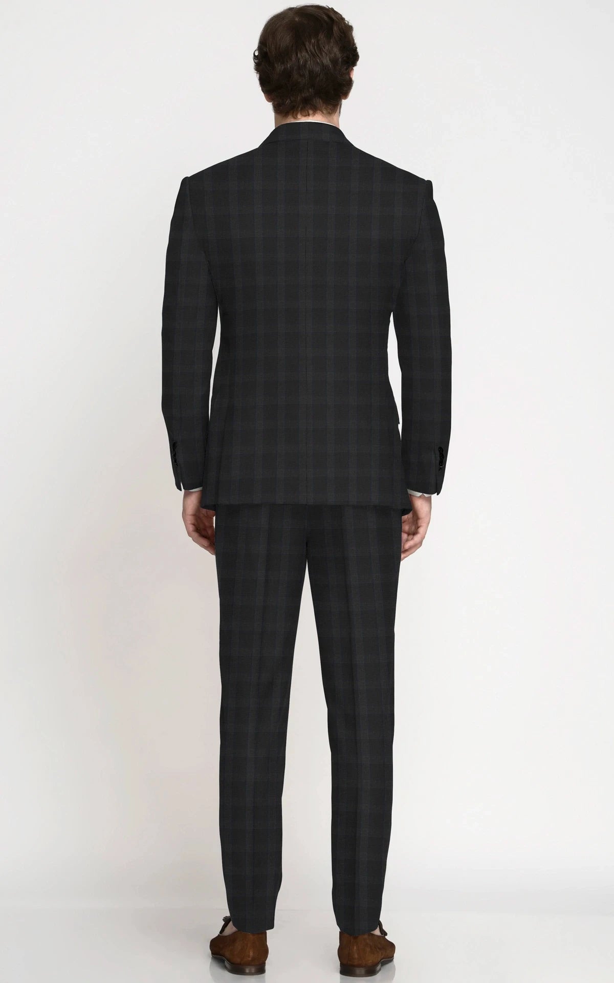 Blue Charcoal Checks Wool Suit