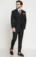 Blue Charcoal Checks Wool Suit