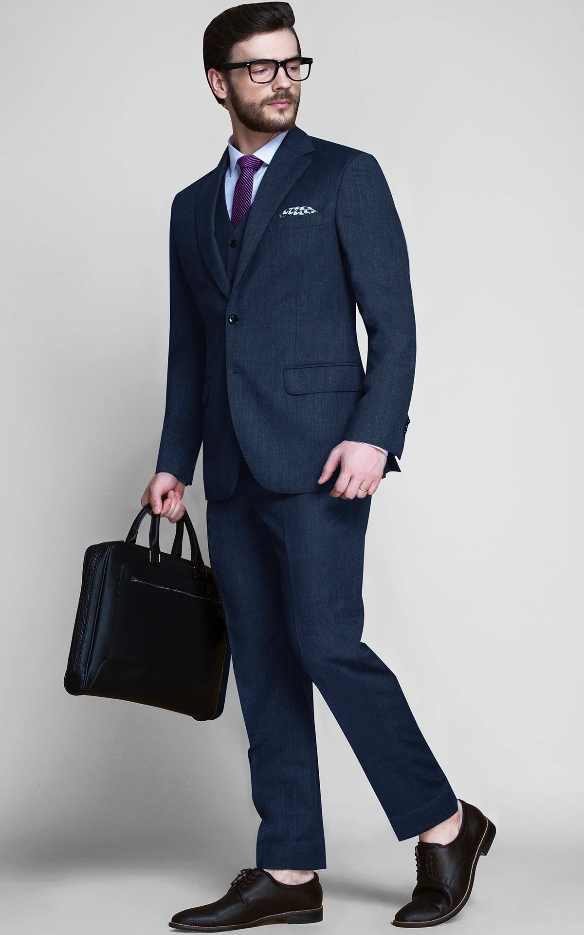 Blue Gray Herringbone Custom Suit