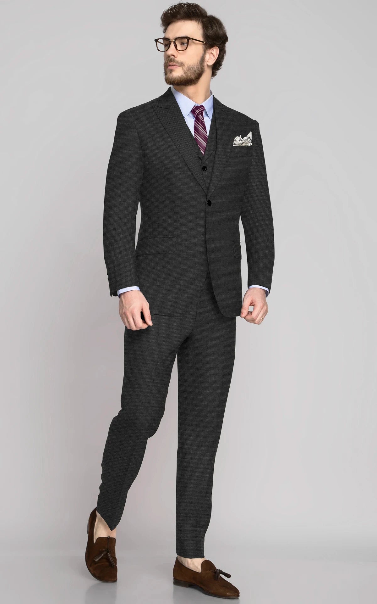 Charcoal Grey Birdseye Vegan Suit
