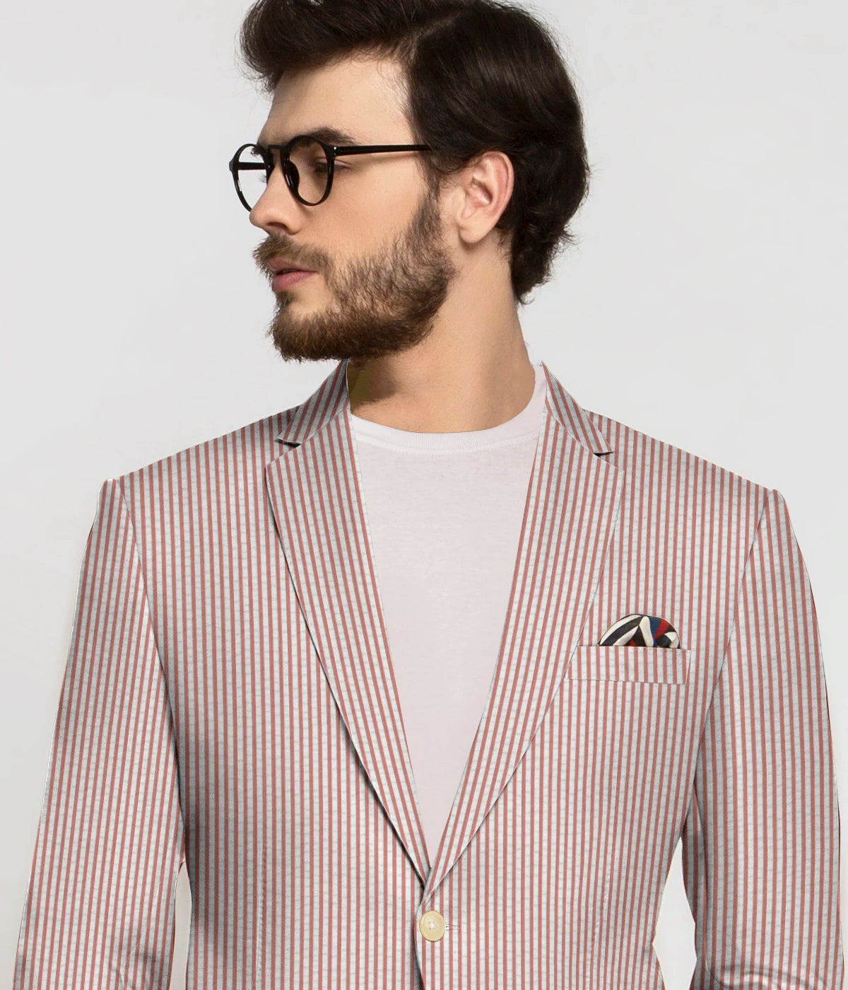 Dusty Red Seersucker Cotton Suit