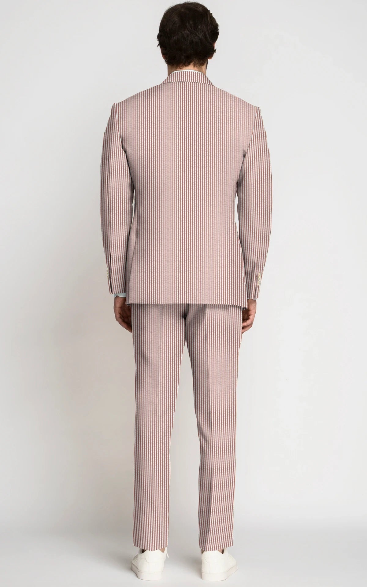 Dusty Red Seersucker Cotton Suit